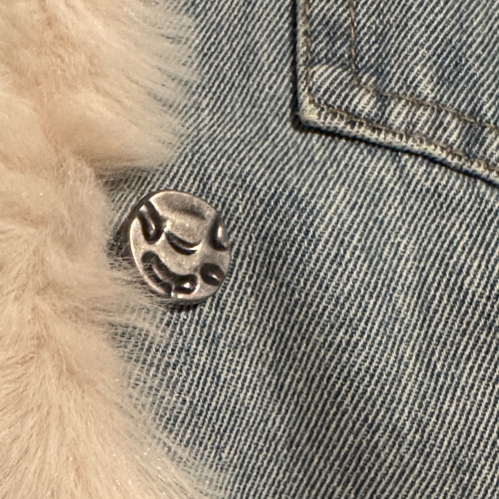 Love Token Light Blue Denim Jacket with Cream Fur Trim - Picture 5 of 5